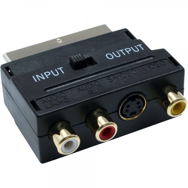 InLine® S-VHS/Scart Adapter, Scart (in/out) an 3x Cinch Buchse und 1x S-VHS Buchse