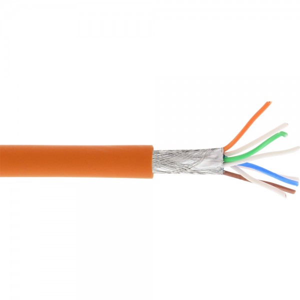 InLine® Patchkabel, S/FTP (PiMf), Cat.6A, 500MHz, halogenfrei, Kupfer, orange, 100m