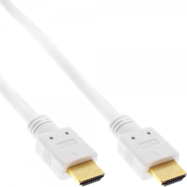 InLine® HDMI Kabel, HDMI-High Speed mit Ethernet, Premium, Stecker / Stecker, weiß / gold, 7,5m