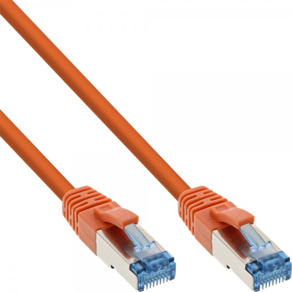 InLine® Patchkabel, S/FTP (PiMf), Cat.6A, 500MHz, halogenfrei, Kupfer, orange, 1m