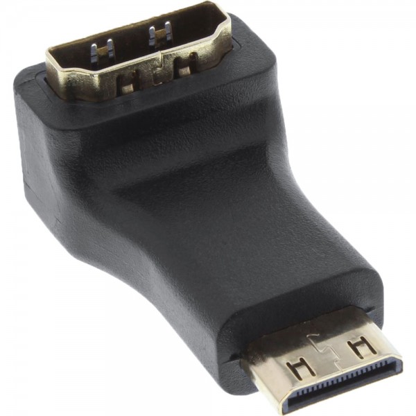 InLine® HDMI Adapter, HDMI A Buchse auf Mini HDMI C Stecker, gewinkelt, 4K2K kompatibel, vergoldete