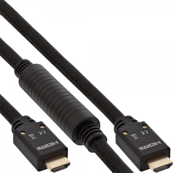 InLine® HDMI Aktiv-Kabel, HDMI-High Speed mit Ethernet, 4K2K, Stecker / Stecker, schwarz / gold, 25m