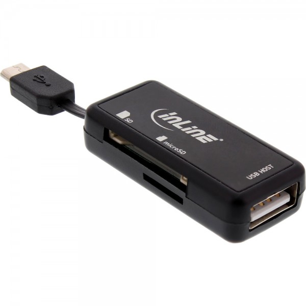 InLine® OTG Card Reader Dual Flex, für SD und microSD, mit USB Buchse und 2 Kartenslots