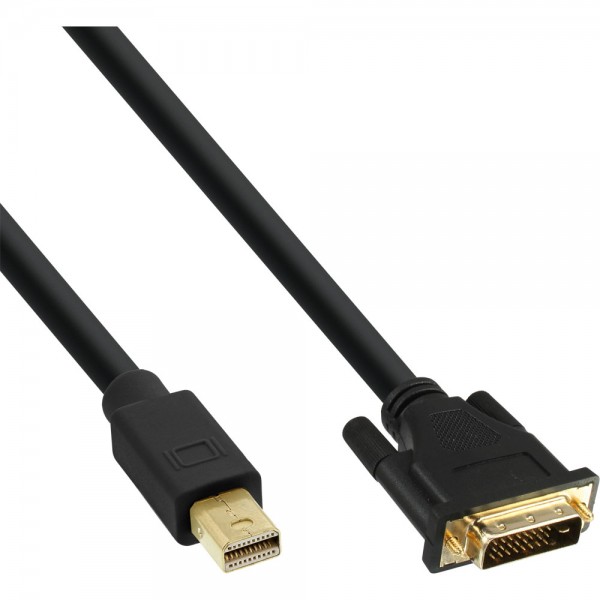 InLine® Mini DisplayPort zu DVI Kabel, Mini DisplayPort Stecker auf DVI-D 24+1 Stecker, schwarz/gold