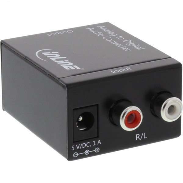 InLine® Audio-Konverter Analog zu Digital, Eingang 2x Cinch Stereo, Ausgang Toslink oder Cinch