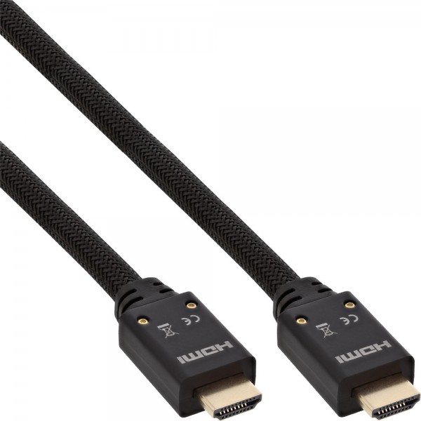 InLine® HDMI Aktiv-Kabel, HDMI-High Speed mit Ethernet, 4K2K, Stecker / Stecker, schwarz / gold, 15m