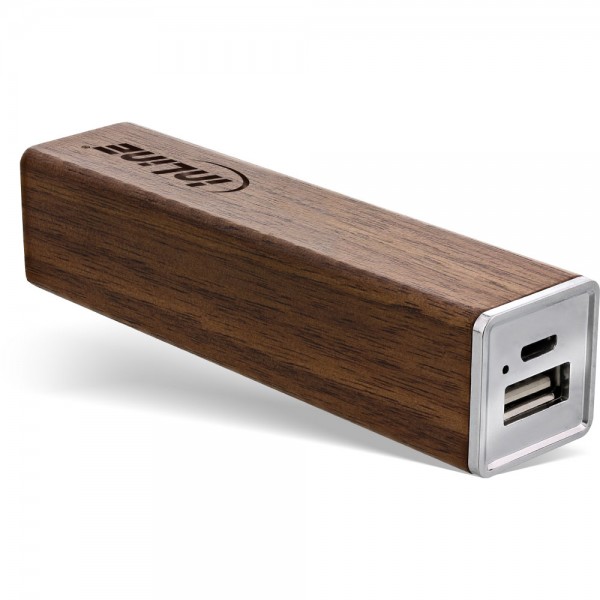 InLine® woodpower Edge, USB Akku PowerBank 3.000mAh, mit LED Anzeige, Echtholz, Walnuss