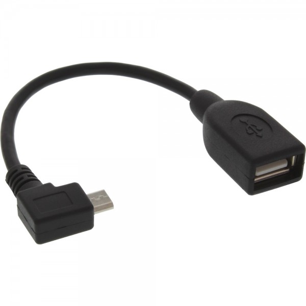 InLine® Micro-USB OTG Adapterkabel, Micro-B Stecker gewinkelt an USB A Buchse, 0,15m